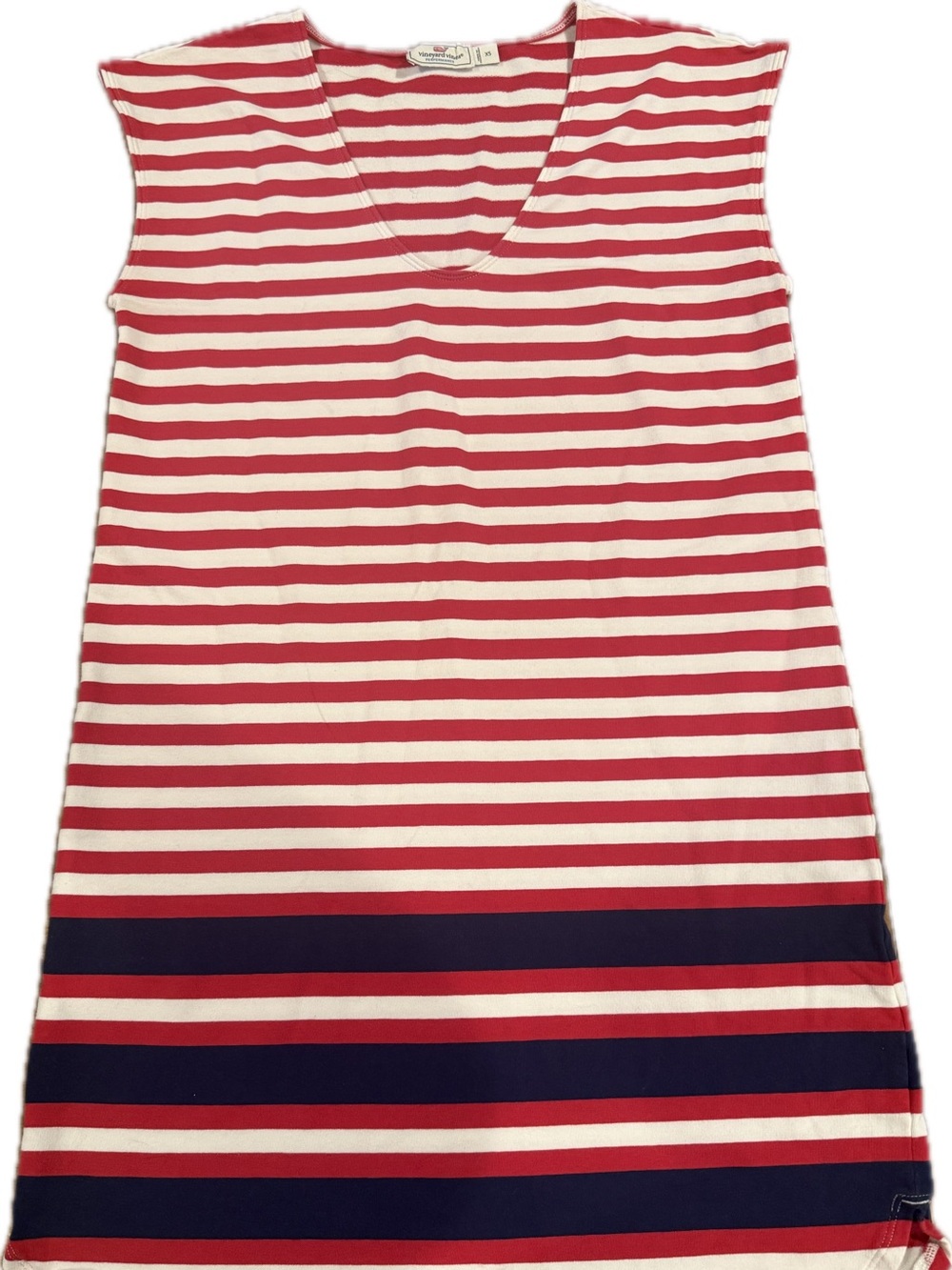 Vineyard Vines Red and White Striped Sleeveless Dress